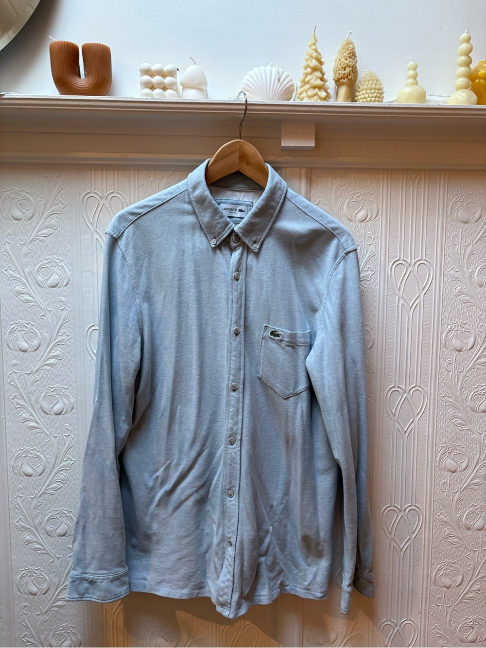 Lacoste Pale Blue Long-Sleeve Button-Down Shirt